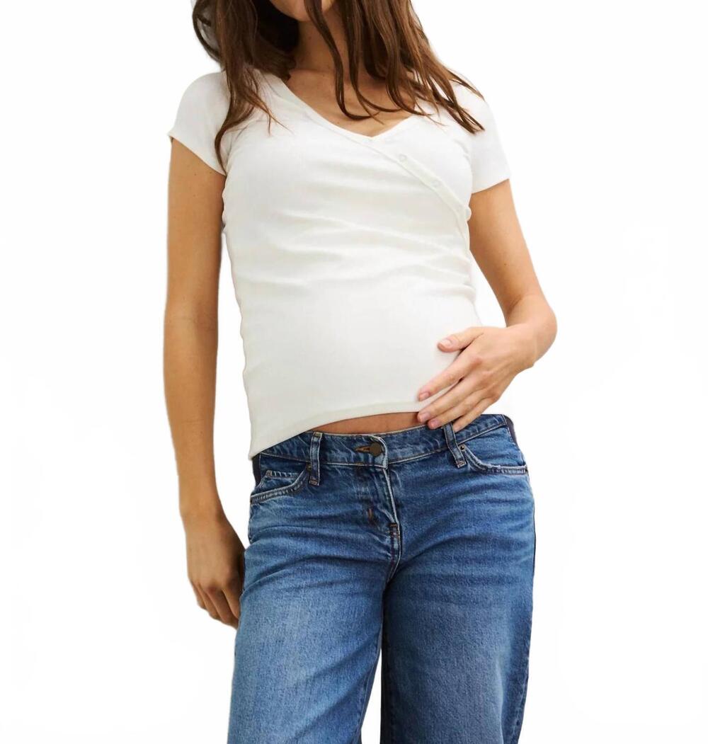 NEW HATCH softest rib nursing tee- maternity in white